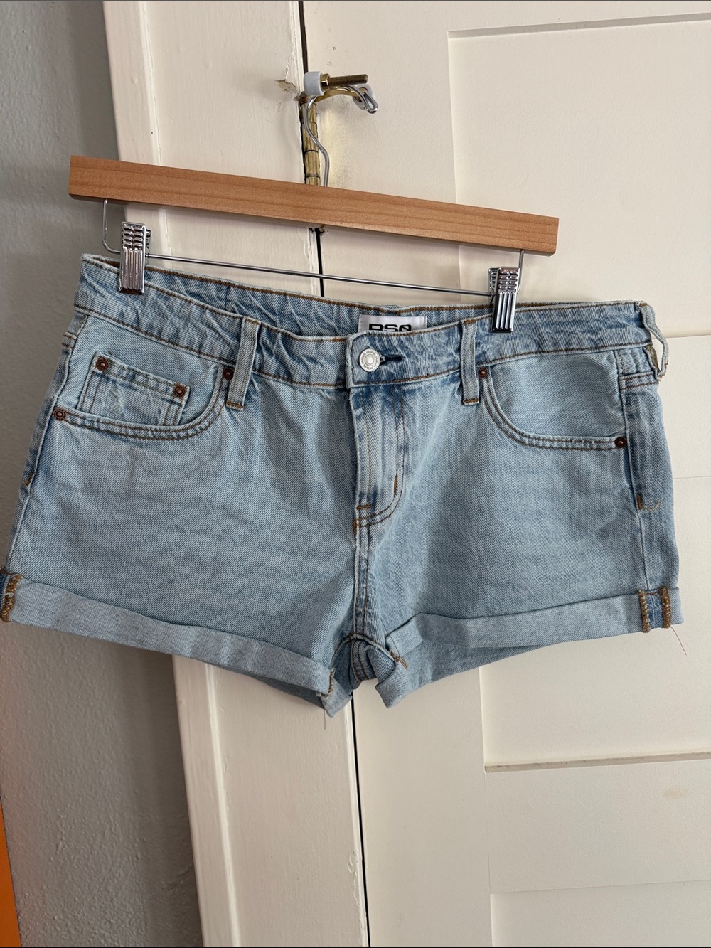 RSQ Light Blue Denim Rolled-Hem Jean Shorts